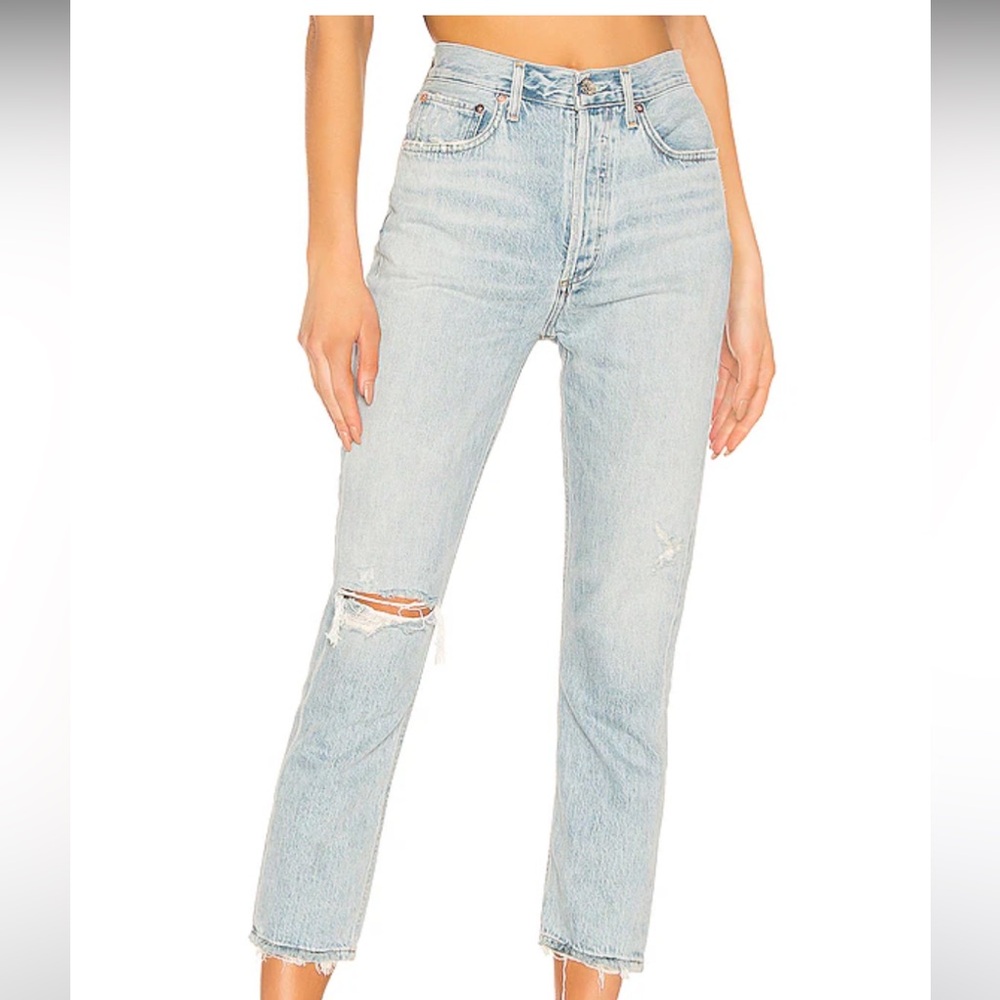 AGOLDE Riley High Rise Straight Crop in Shatter Size 27